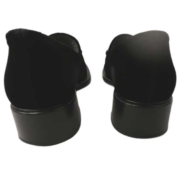 Prada Vintage Black Velvet Chunky Loafers with Metal Logo Size 36.5 US Size 6.5 - Picture 9 of 11